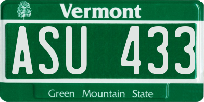 VT license plate ASU433