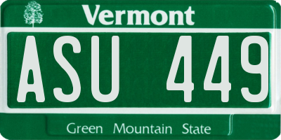 VT license plate ASU449