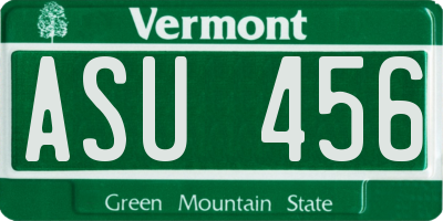 VT license plate ASU456