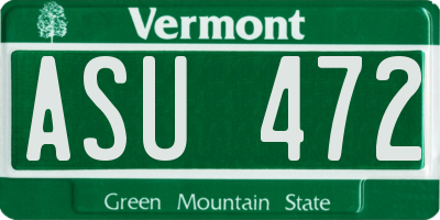 VT license plate ASU472