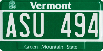 VT license plate ASU494