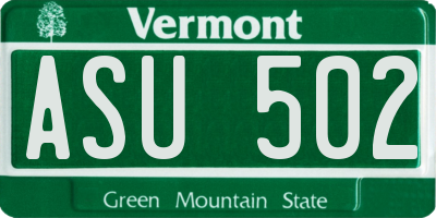 VT license plate ASU502
