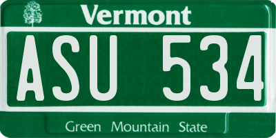 VT license plate ASU534