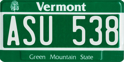 VT license plate ASU538