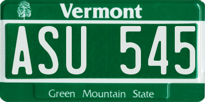 VT license plate ASU545