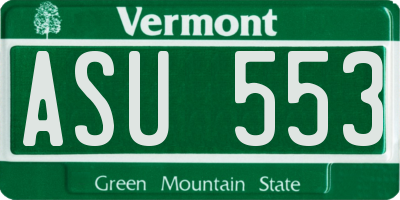 VT license plate ASU553