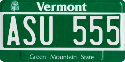 VT license plate ASU555