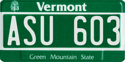 VT license plate ASU603