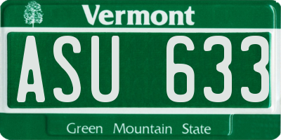 VT license plate ASU633