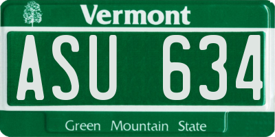 VT license plate ASU634