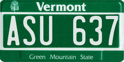 VT license plate ASU637