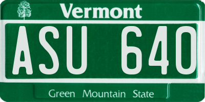 VT license plate ASU640