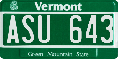 VT license plate ASU643