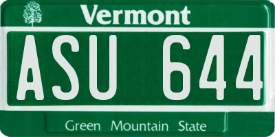 VT license plate ASU644