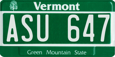 VT license plate ASU647