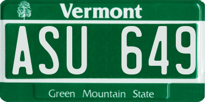 VT license plate ASU649