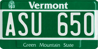 VT license plate ASU650