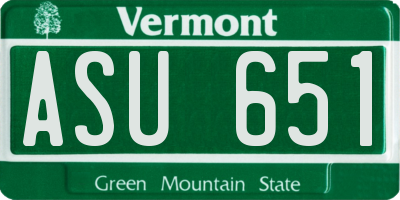 VT license plate ASU651