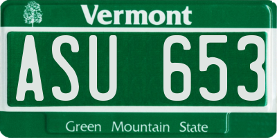 VT license plate ASU653