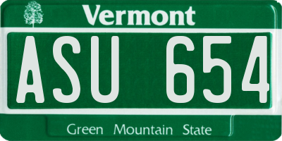 VT license plate ASU654