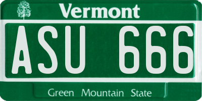 VT license plate ASU666