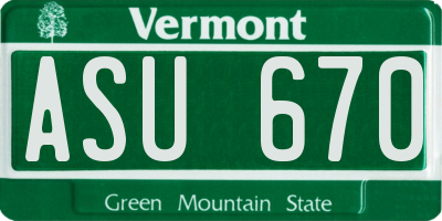 VT license plate ASU670