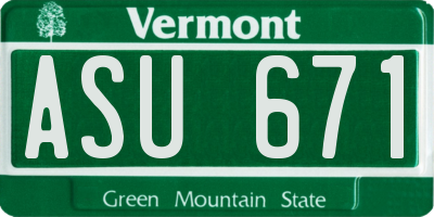 VT license plate ASU671
