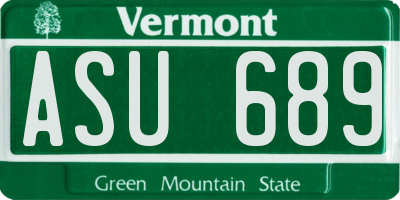 VT license plate ASU689