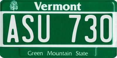 VT license plate ASU730
