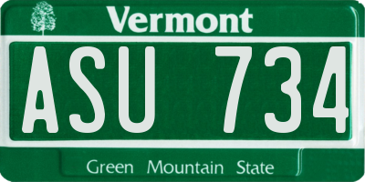 VT license plate ASU734