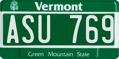 VT license plate ASU769