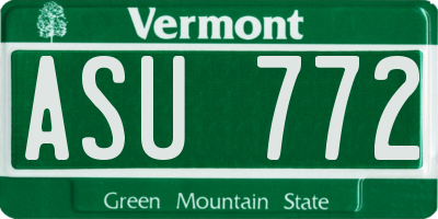 VT license plate ASU772