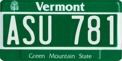 VT license plate ASU781