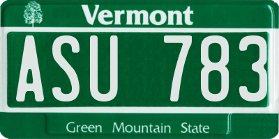 VT license plate ASU783