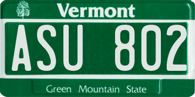 VT license plate ASU802