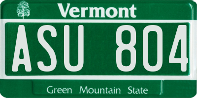 VT license plate ASU804
