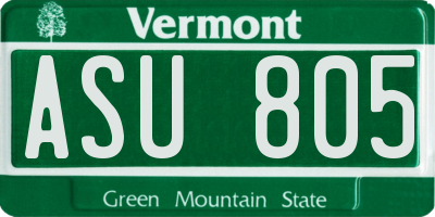 VT license plate ASU805
