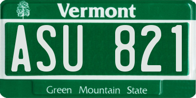 VT license plate ASU821