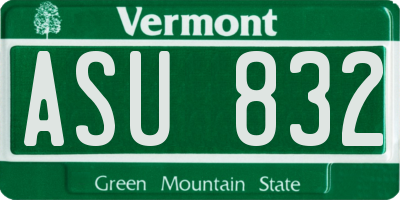 VT license plate ASU832