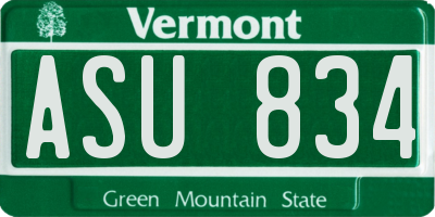 VT license plate ASU834
