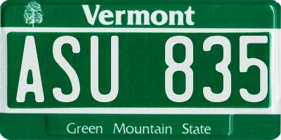 VT license plate ASU835
