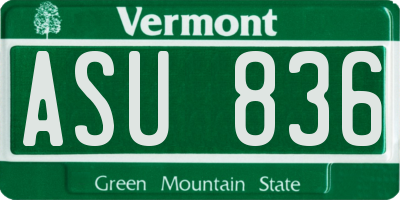 VT license plate ASU836