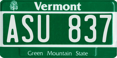VT license plate ASU837