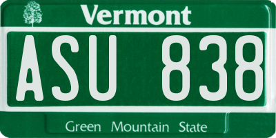 VT license plate ASU838