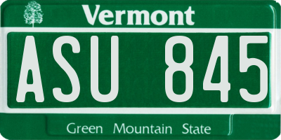 VT license plate ASU845