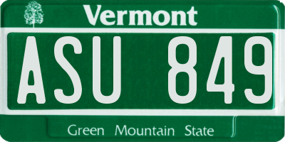 VT license plate ASU849