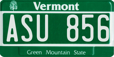 VT license plate ASU856