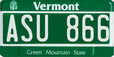 VT license plate ASU866