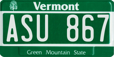 VT license plate ASU867