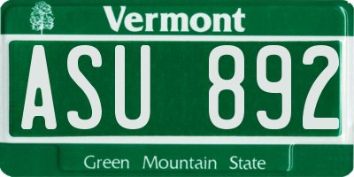 VT license plate ASU892